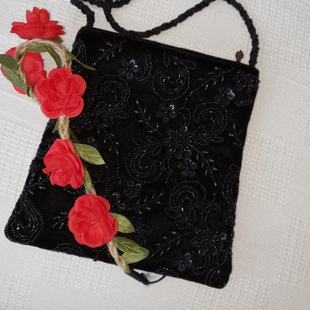 Artisian Beaded Black Purse